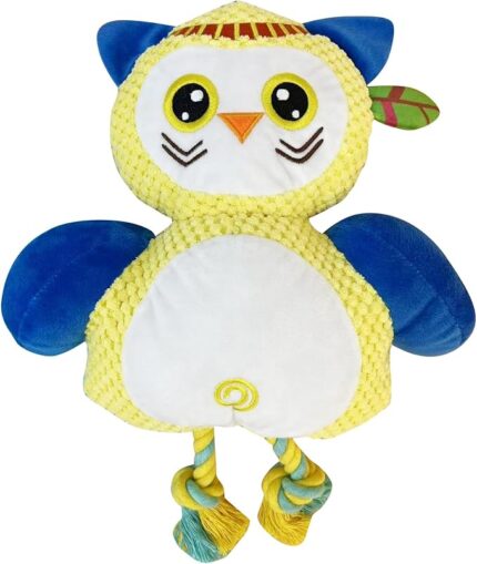 Squeaky Dog Plush Toys Cotton Rope Interactive Reduce Boredom Stuffed Dog Owl Toys