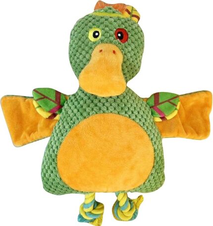 Squeaky Dog Plush Green Duck Toys Cotton Rope Interactive Reduce Boredom Stuffed